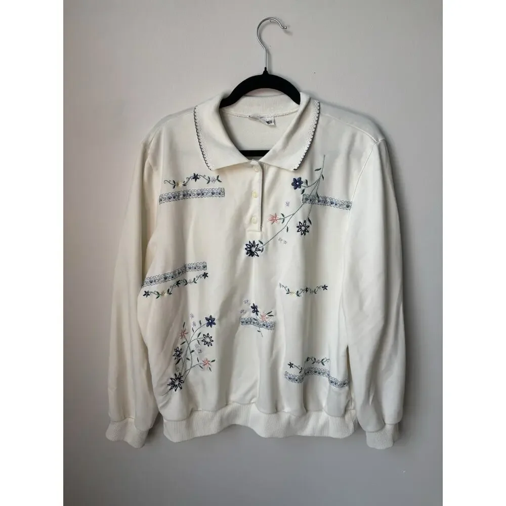 Alfred Dunner Embroidered Puller Over Fits Like Women Size Medium
